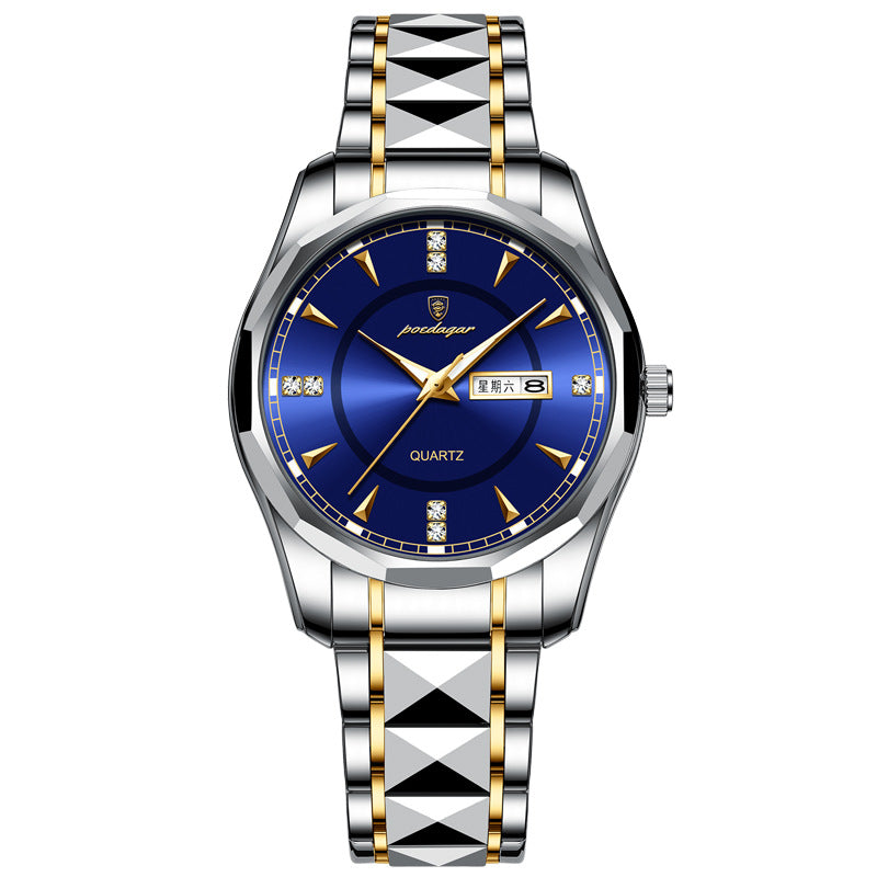 New Trendy Men's Watch Male Waterproof Tungsten Steel High-grade