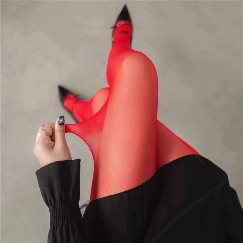 Women's Pure Pure Color Cored Silk Ultra-thin Transparent Stockings