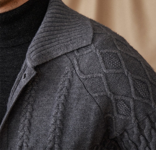 Fashionable Thick Cardigan Sweater Vintage Jacquard Jacket