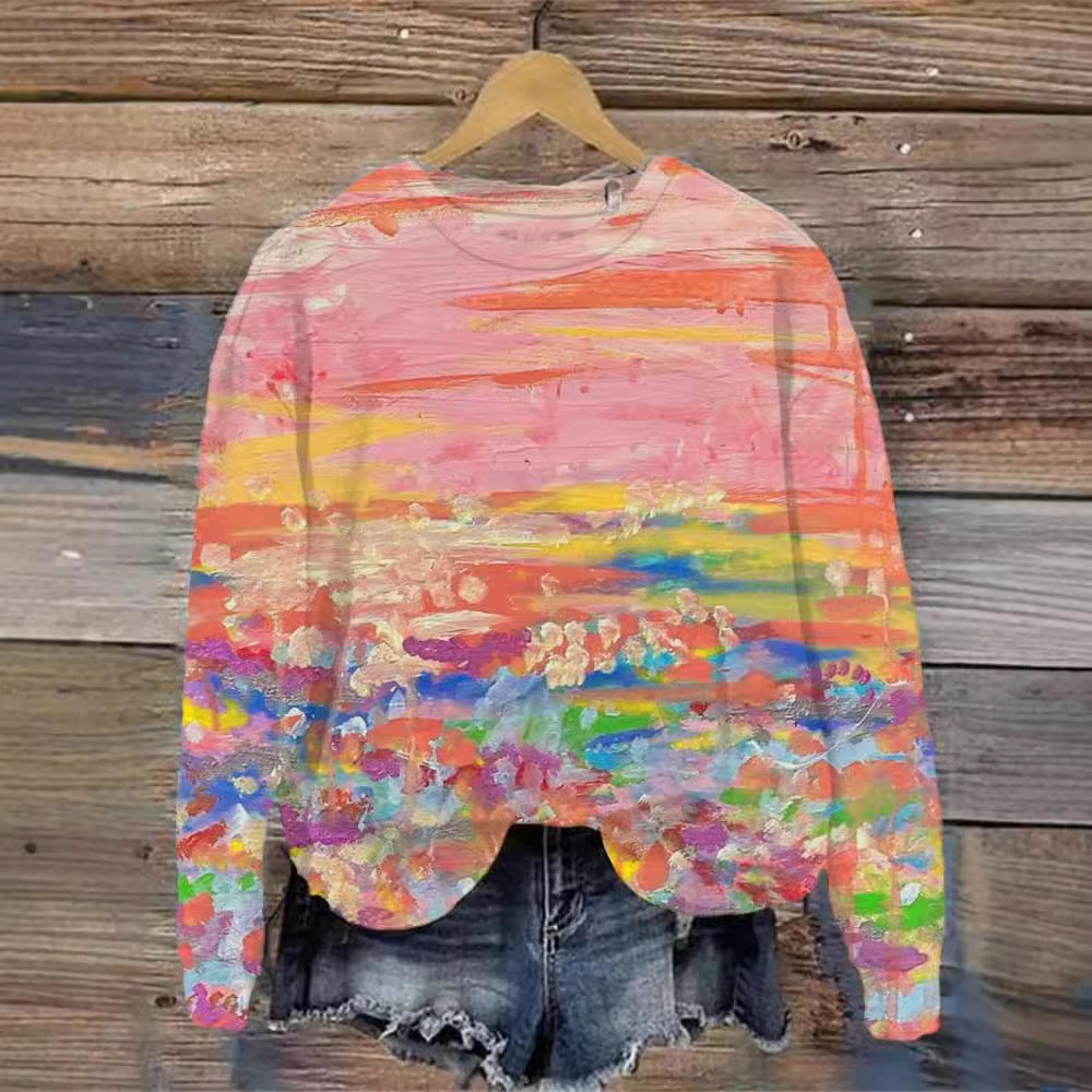 Women's Printed Crew Neck Sweatshirt