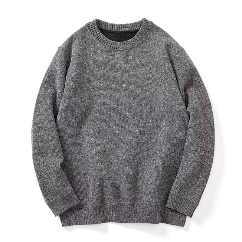 Retro Simple Solid Color Round Neck Sweater Casual All-match Sweater