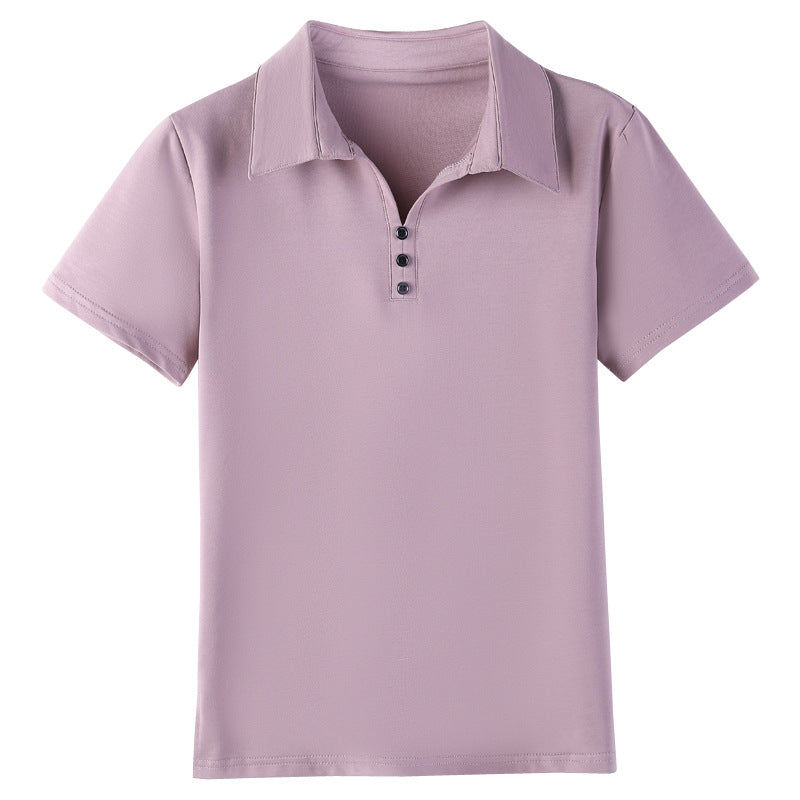 Womens Short-sleeve Polo Shirt With A Turn-down Collar