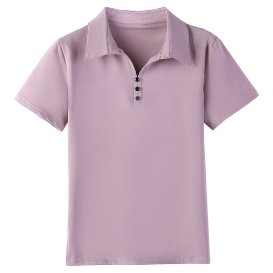 Womens Short-sleeve Polo Shirt With A Turn-down Collar