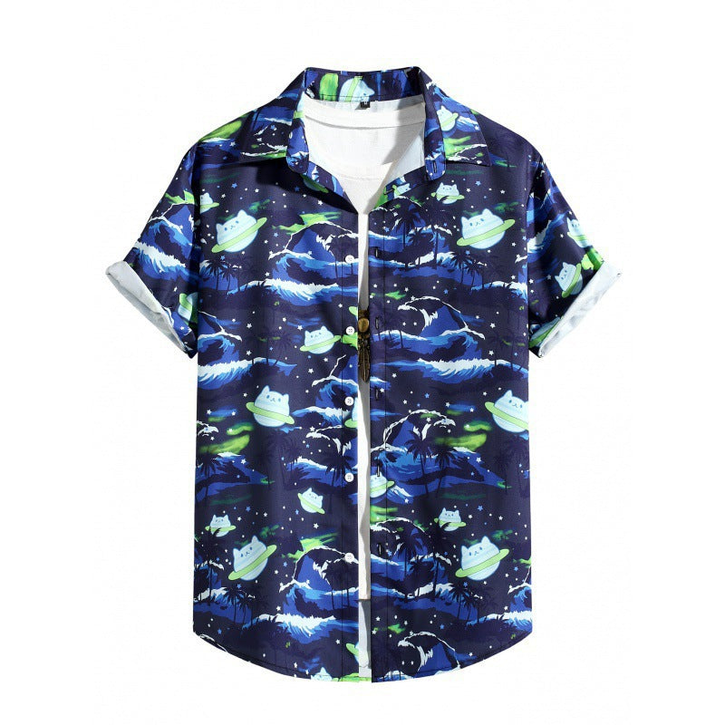 Men's Casual Short Sleeve Loose Beach Shirt