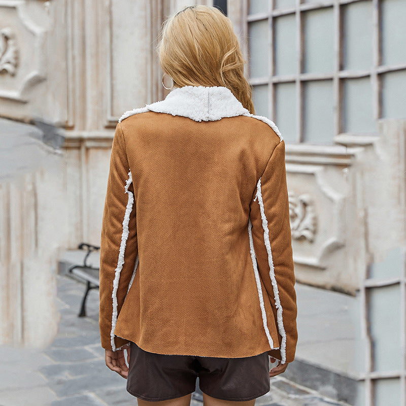 Women's Collar Solid Color Mid-length Loose Cardigan Coat