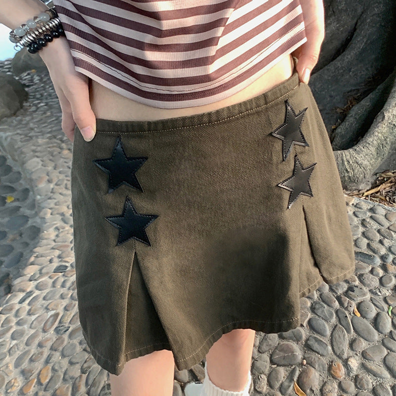 Niche High Waist Slimming A- Line Pleated Short Skirt For Women
