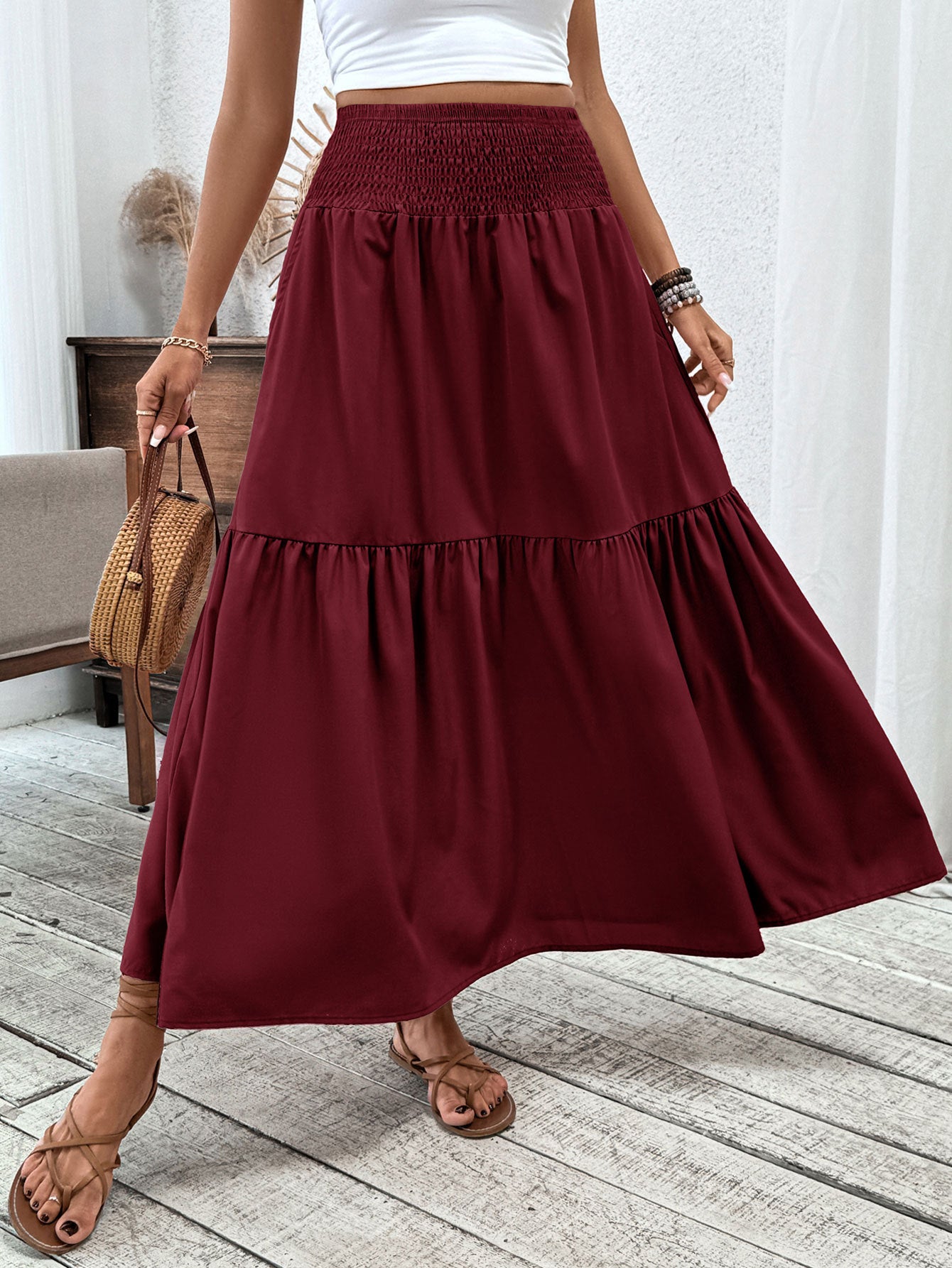 Small Floral Three-layer Long Patchwork Skirt