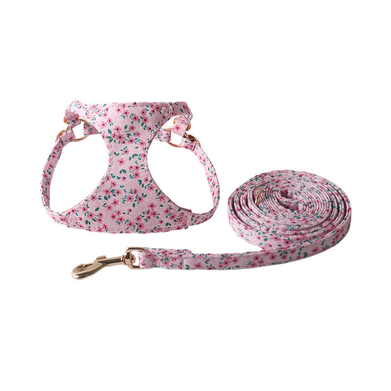 Super Beautiful Floral Series Pet Harness Suit With Hand Holding Rope