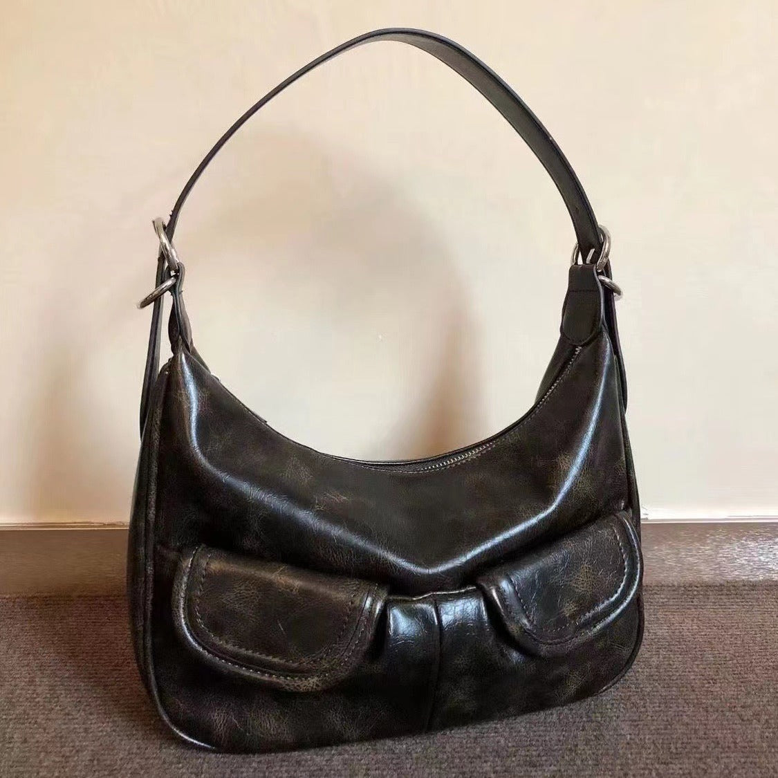 One-shoulder Maillard Distressed Underarm Bag Women