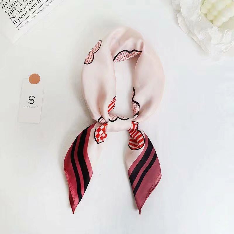 Four Seasons New Printing Decoration Ethnic Flowers Wild Tie Hair Small Square Scarf