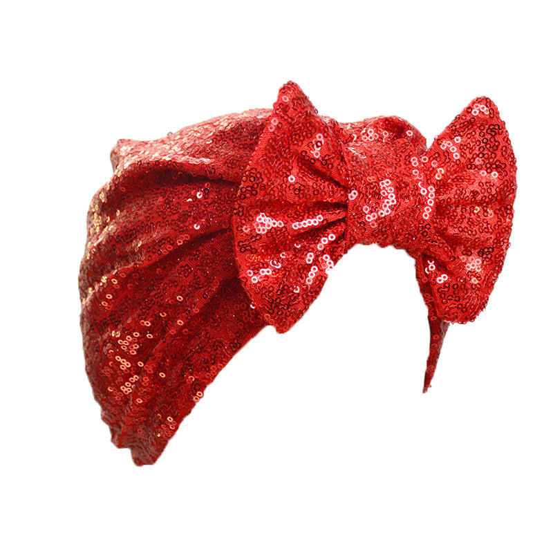 Ladies Fashion New Sequin Bow Bandana Hat