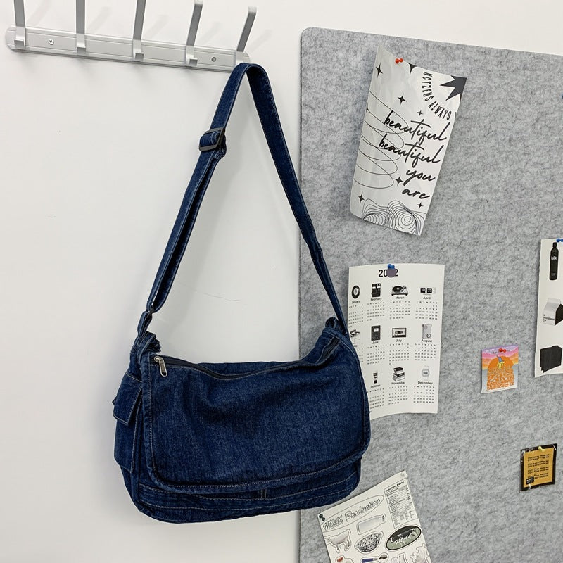 Women's Washed Denim Retro Korean Type Shoulder Bag
