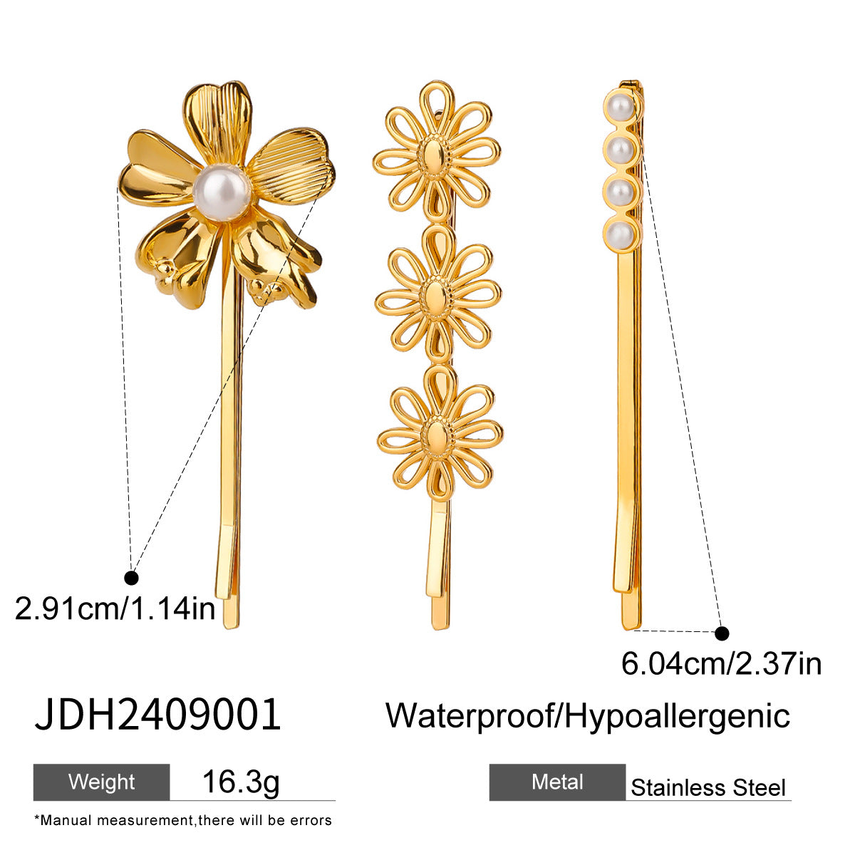 Lady's Flower Simple Titanium Steel Barrettes Suit