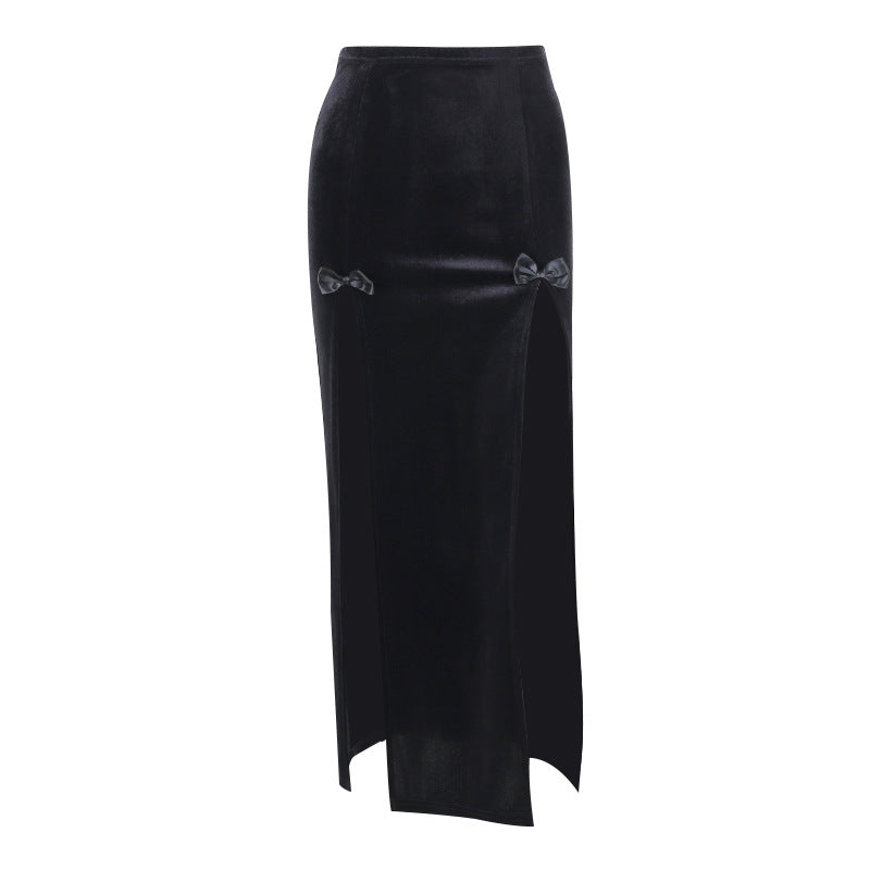 Tepunk Party High Waist Slim Fit Bow Split Dress