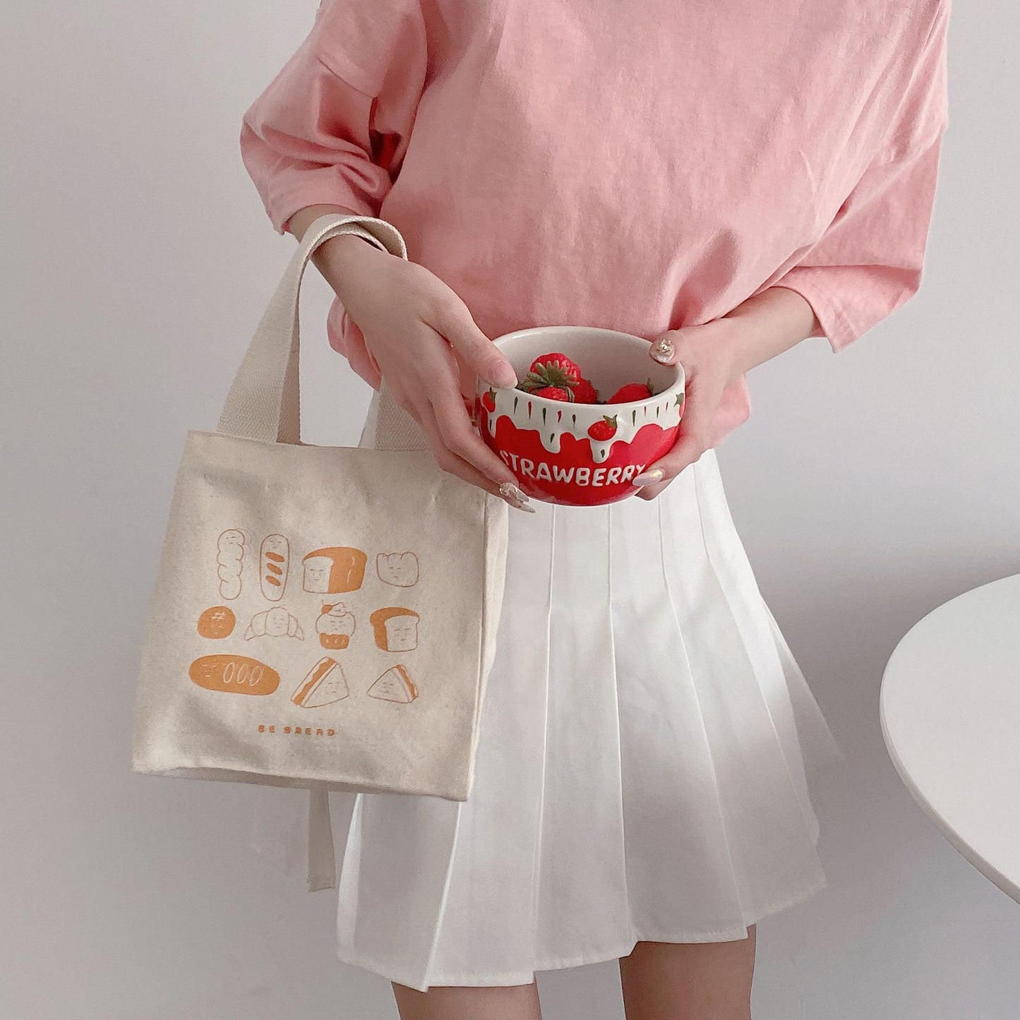 Cute Printed Bento Japanese Hand-carried Canvas Pouch