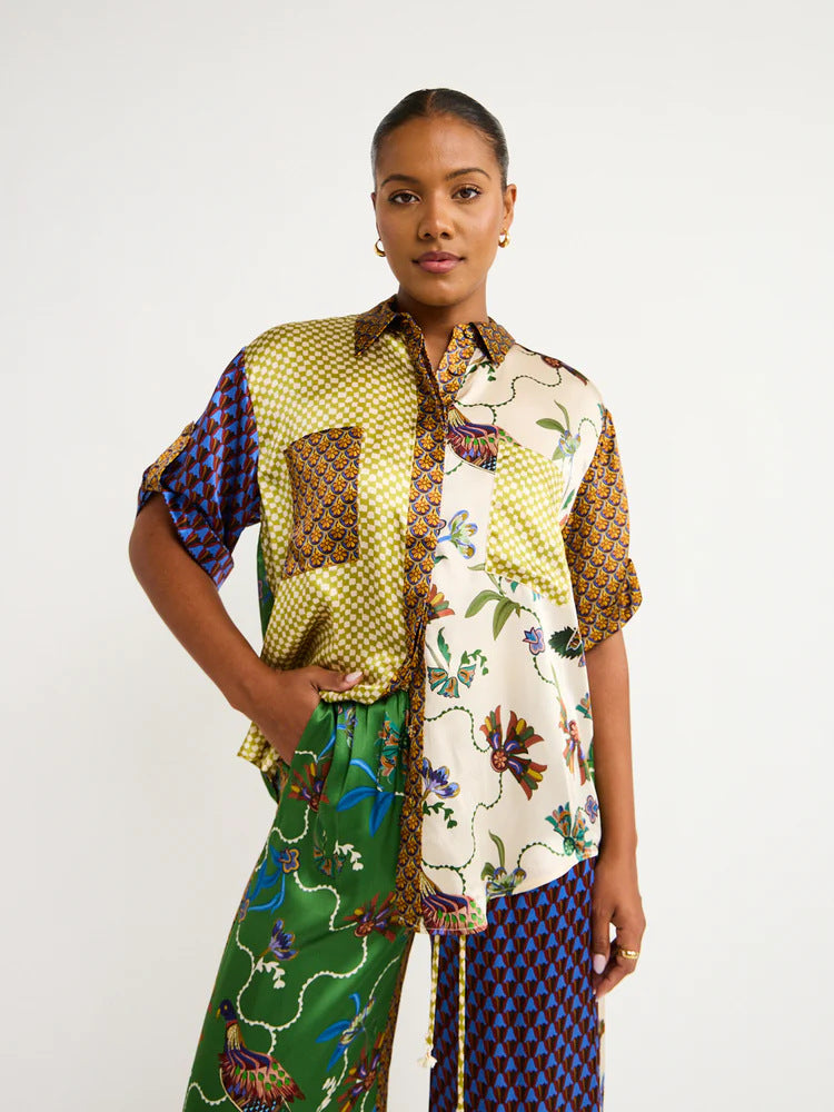 Short Sleeve Color Matching Vacation Leisure Lace Suit