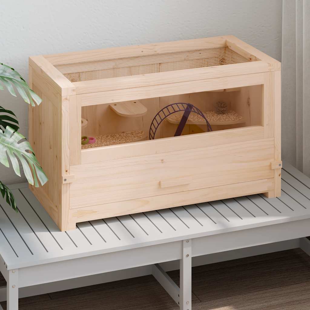 Hamster Cage 60x30x35 cm Solid Fir Wood