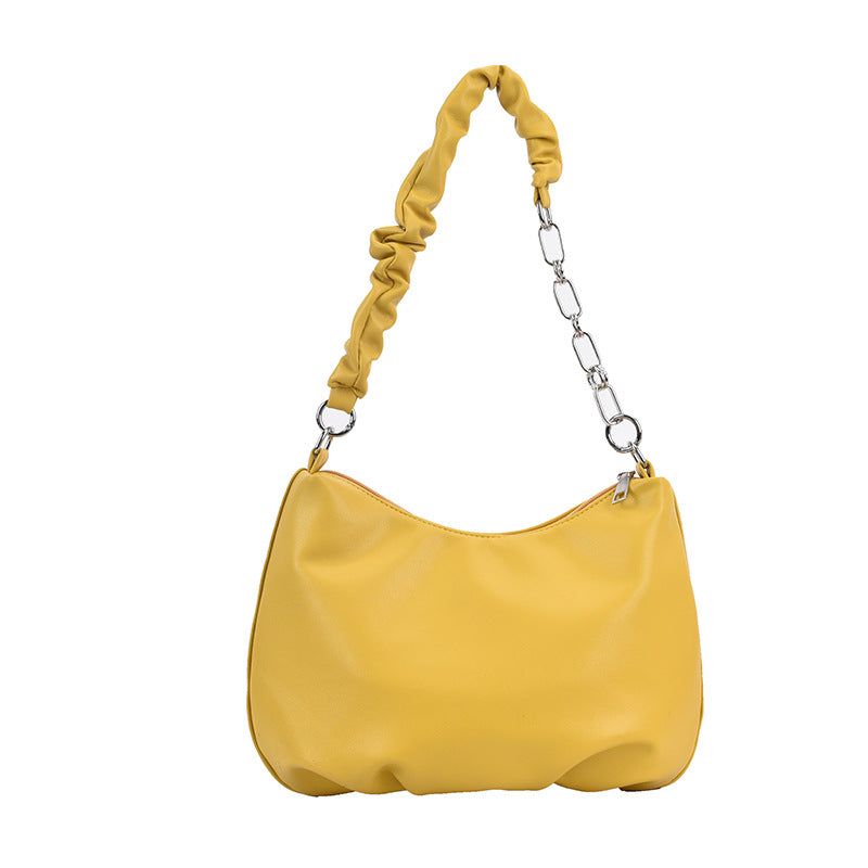 Soft Leather Pearl Chain Small Bag, Shoulder And Armpit Bag