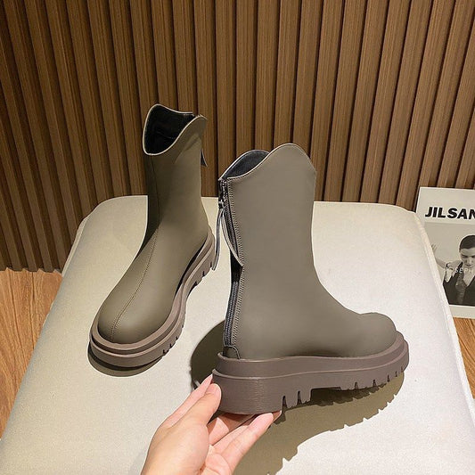 Retro Small Thick-soled Knight Boots Tide