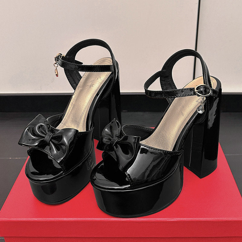 Womens Chunky-heel Ultra-high-heeled Peep-toe Sandals