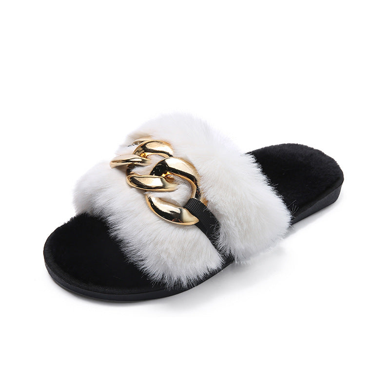 Women's Flat Bottom Home Casual Korean Style Plush Slippers