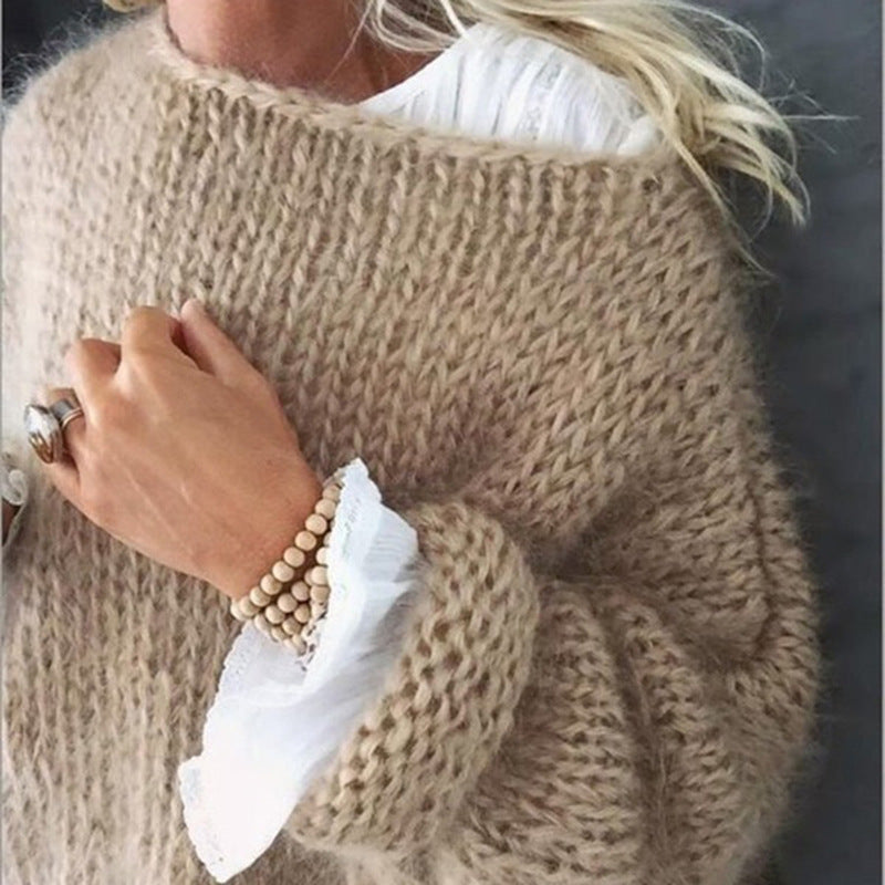 Womens Fashionable Loose Casual Knitted Sweater