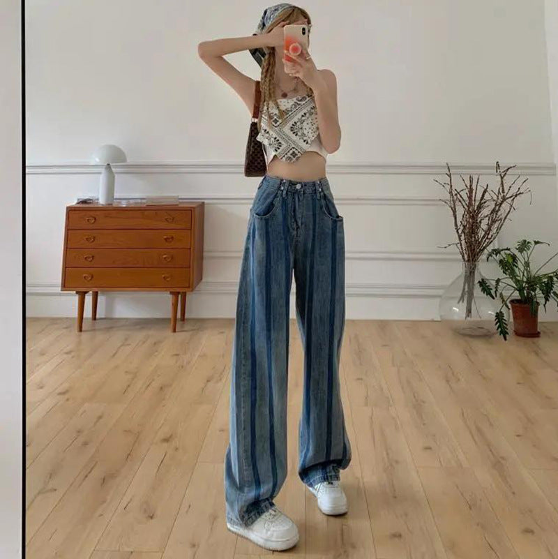 Retro High Waist All Match Mopping Pants