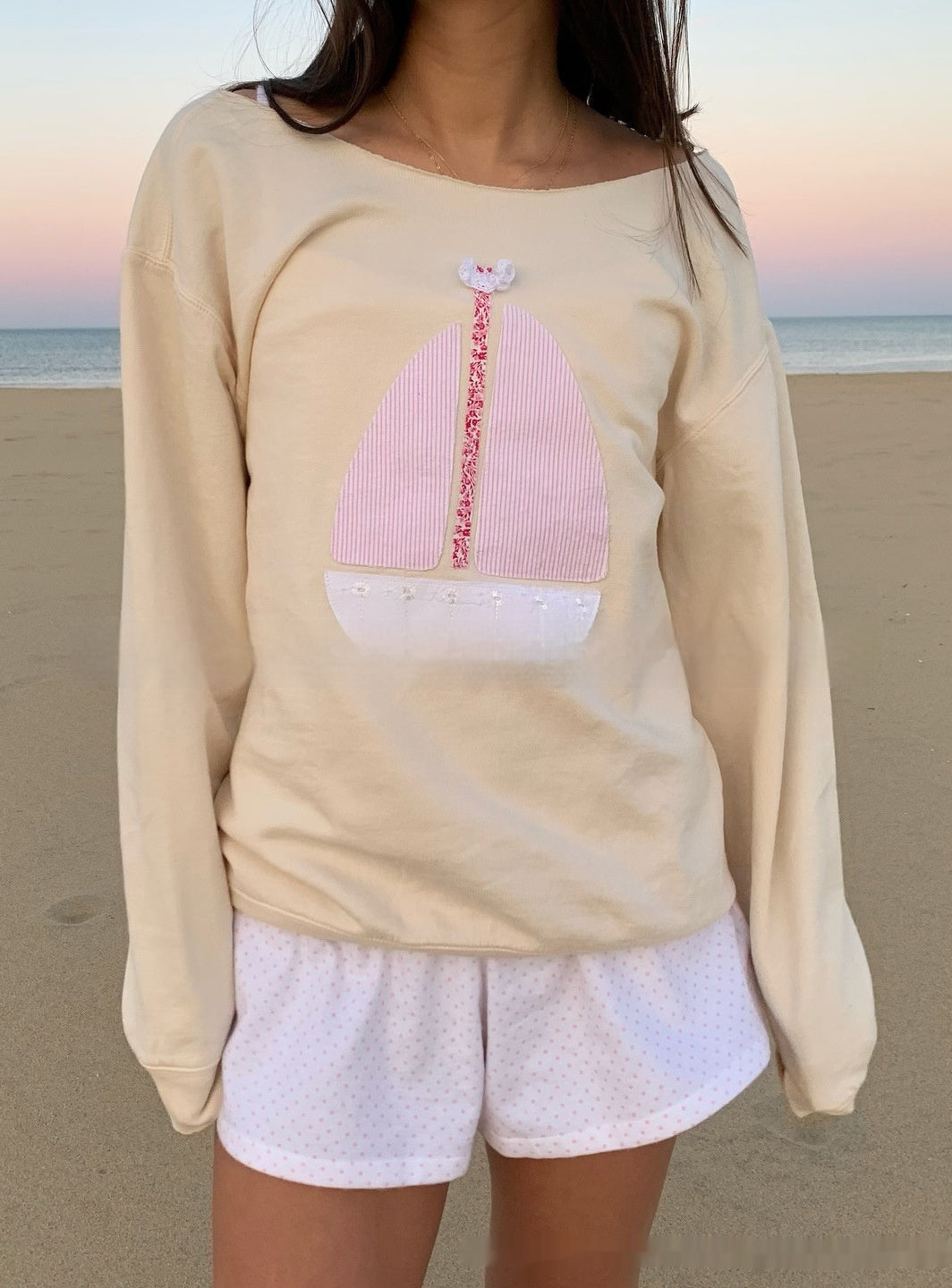 Kvinders Patch Off-shoulder To-vejs Pullover Sweater