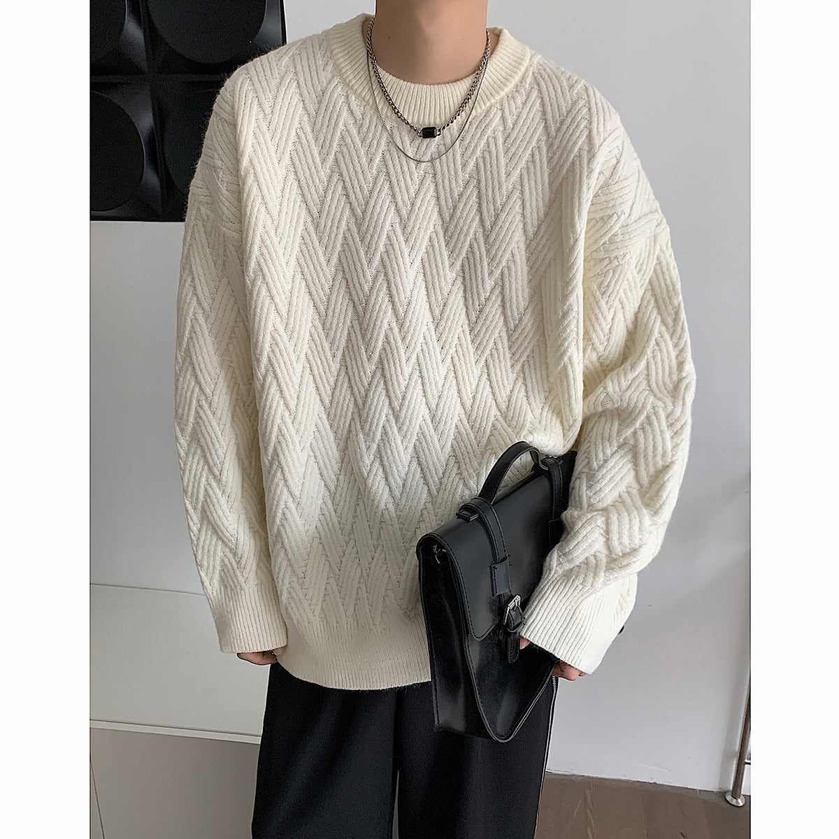 Solid Color Non Pilling Jersey Over Men's Sweater