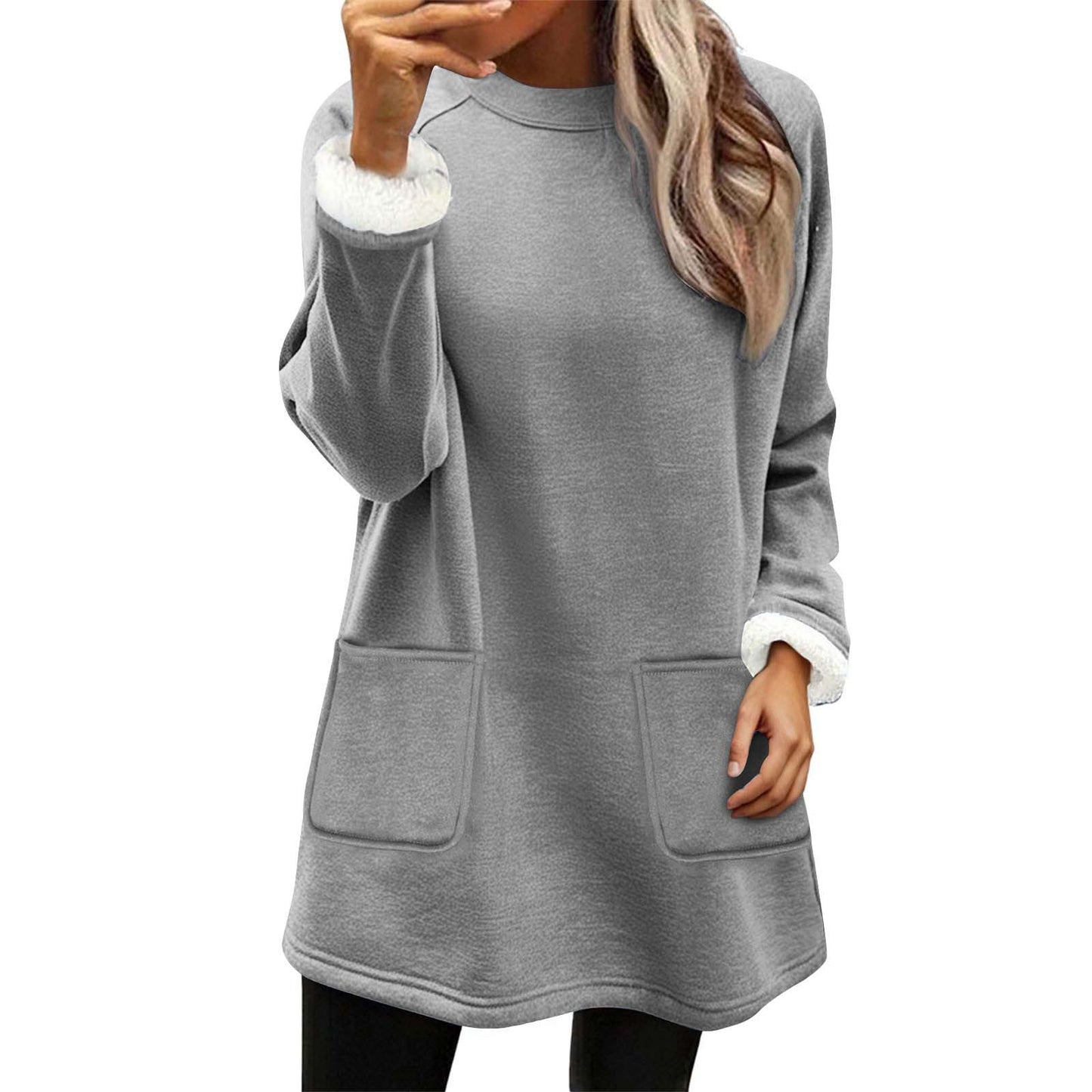 Snowman Digitaltryk Afslappet Løstsiddende Fløjlsweater med Brede Ærmer