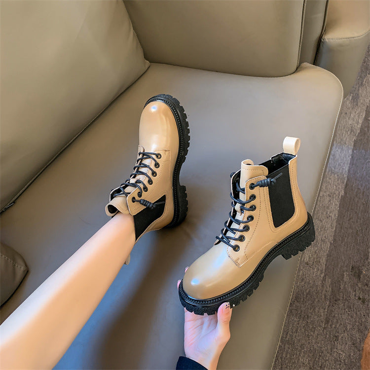 Fashion Women's Thick-soled Leather Martin Boots