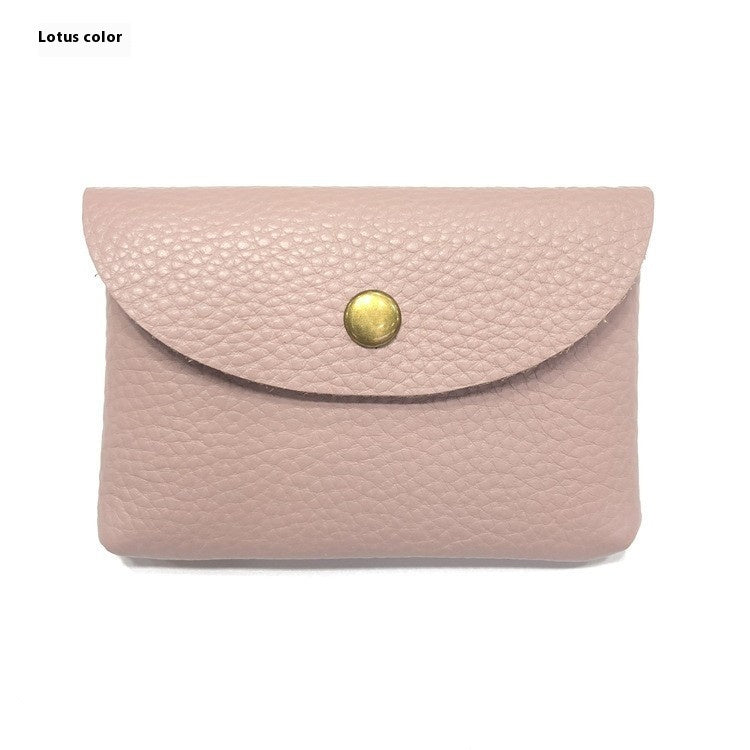 First Layer Cattlehide Leather Fashion Hidden Hook Coin Pocket Card Holder Mini-Portable