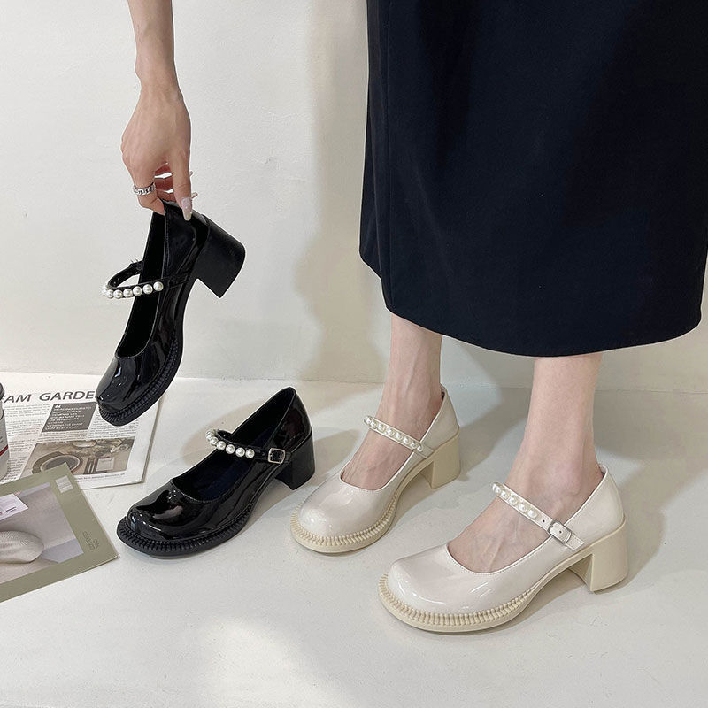 Thick Heel Vintage Mary Jane Shoes High Heel Japanese Style