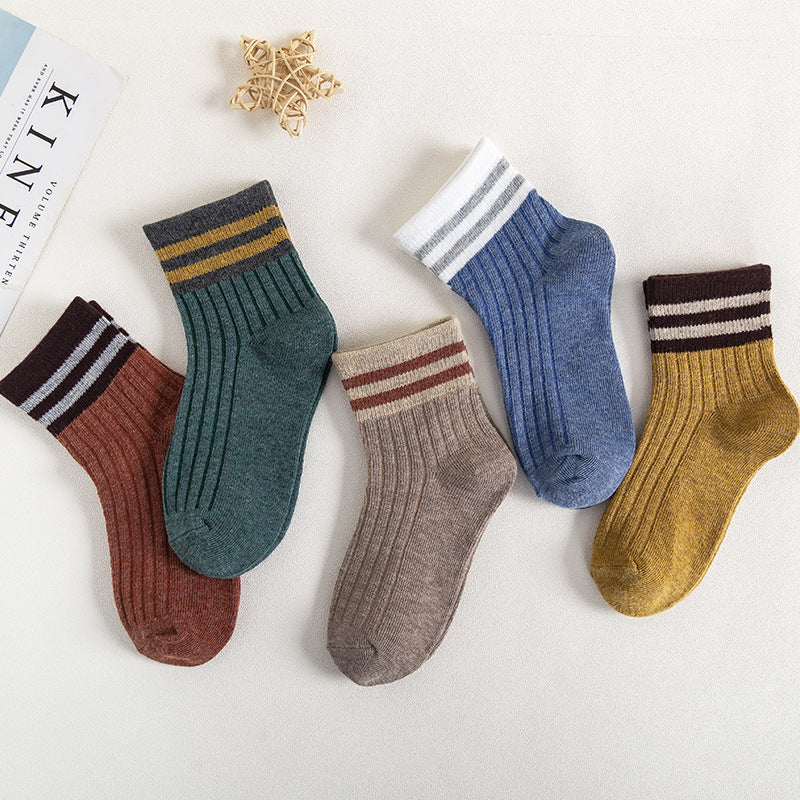 Mid-calf Cotton Boys And Girls Socks Cute And Breathable College Style Baby