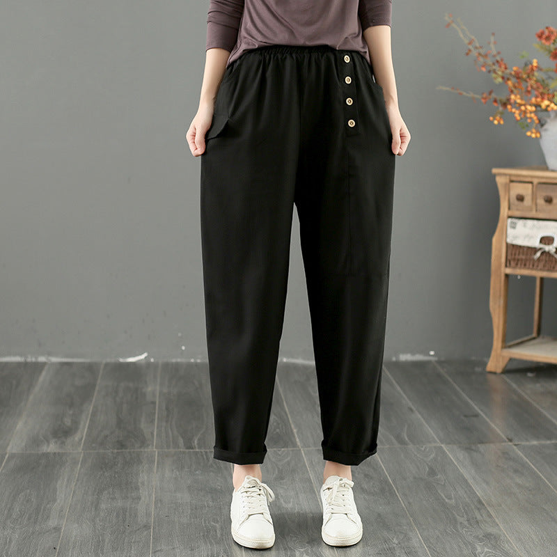 Women's Fashion Cotton Casual Cropped Pants
