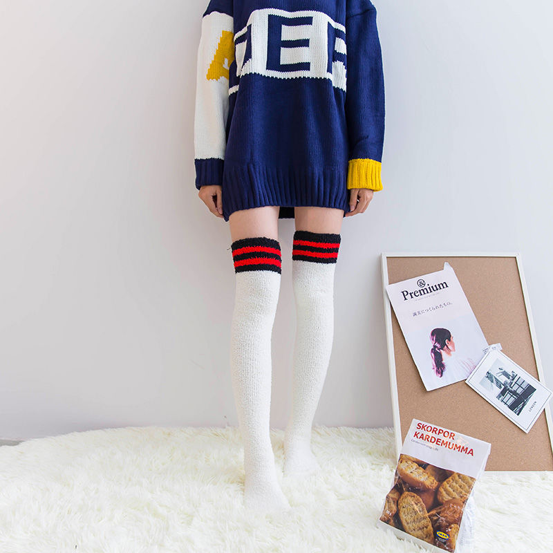 Fall Winter Over The Knee Plus Long Coral Fleece Floor Socks