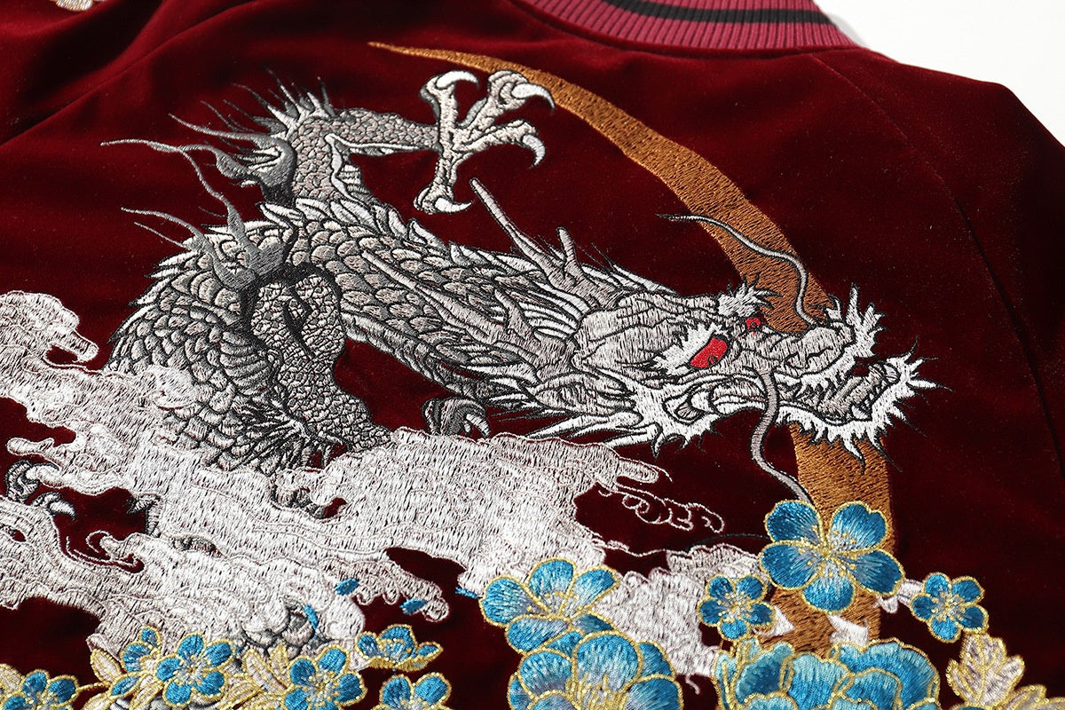 Mens Loose Fit Polyester Embroidered Chinese Style Jacket
