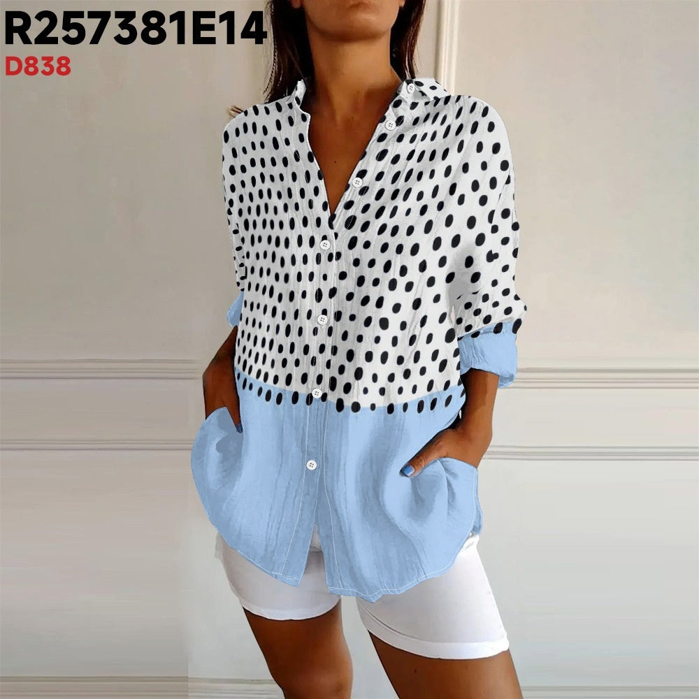 Long Sleeve Button Shirt Floral 3D Printed Women Blouse