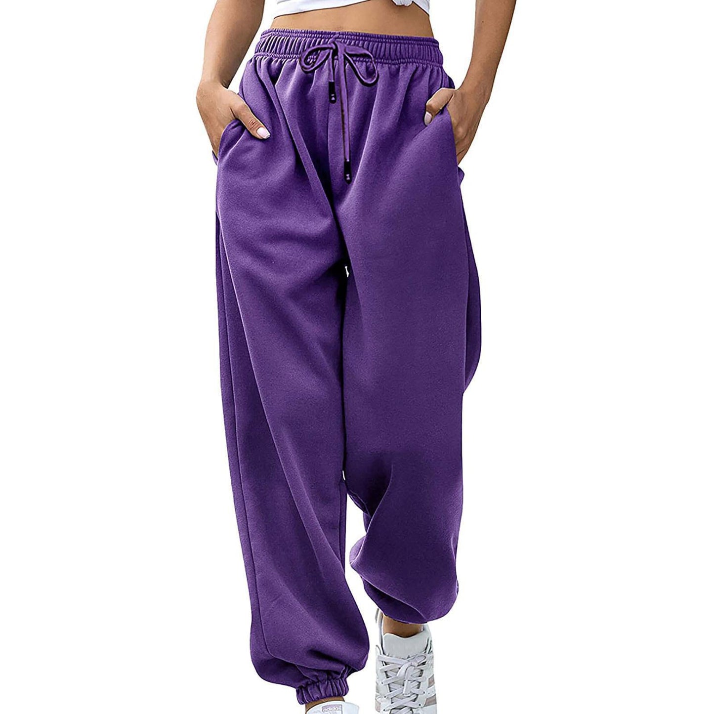 Women's Loose Leisure Sports Drawstring Wide Leg Ankle Banded Pants