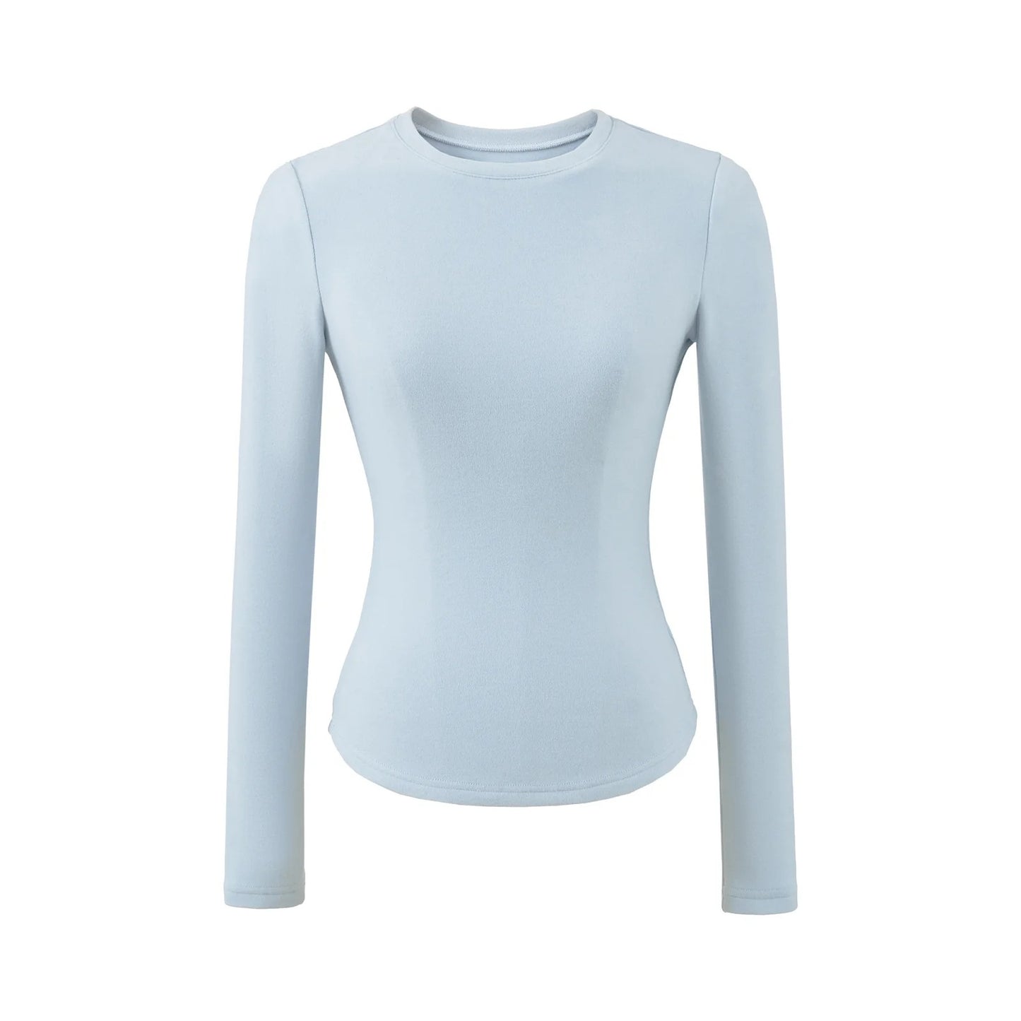 Double-sided Brushed Waist-cinching Warm Long-sleeve T-shirt