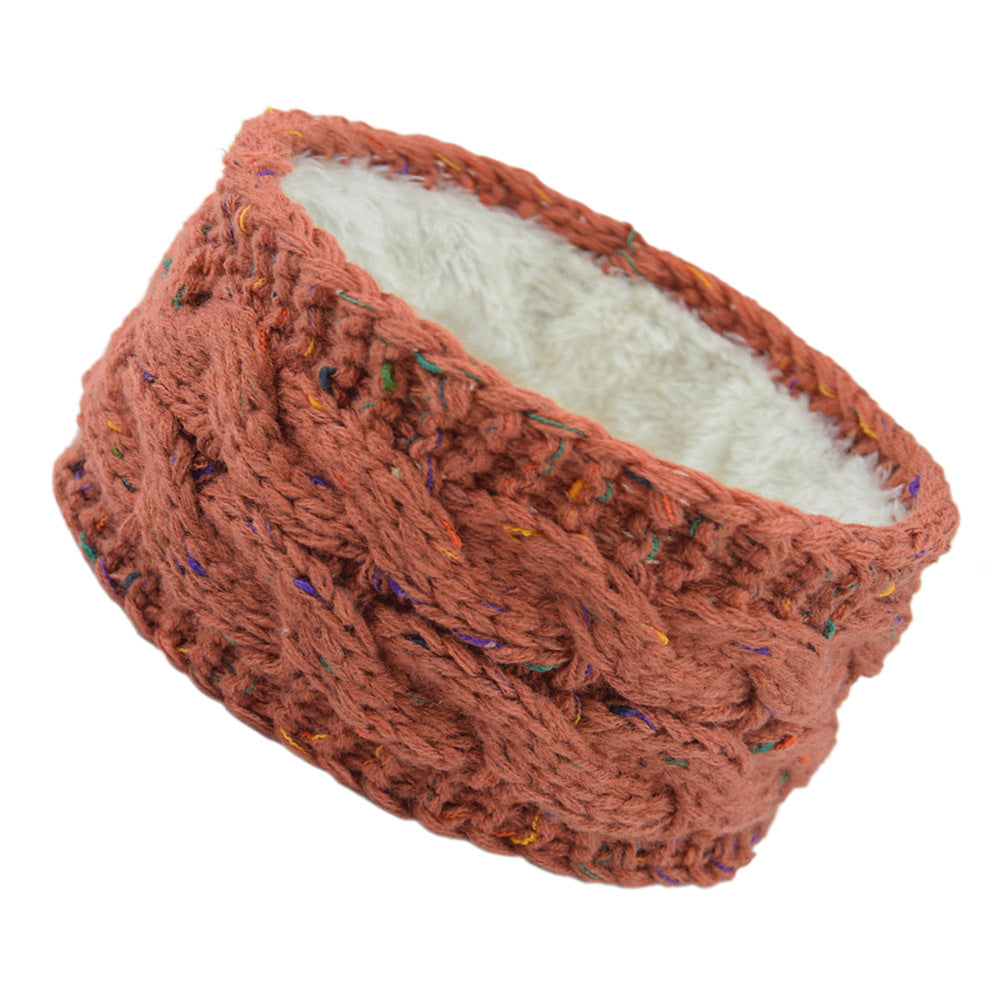 European And American Plus Velvet Knitted Hair Band Wool Color Dot Yarn Headband Variegated Warm Hair Accessories
