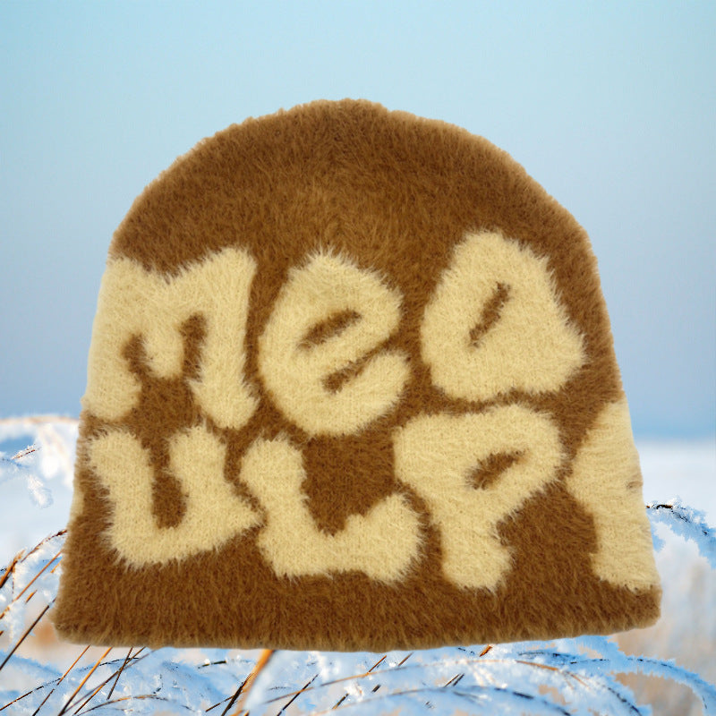 MEA Letter Jacquard Beanie Warm Knitted Hat