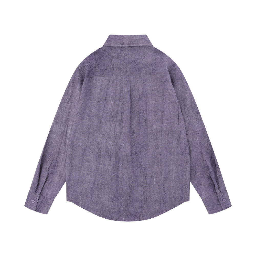 Simple Embroidered Linen Cotton Distressed Shirt For Men