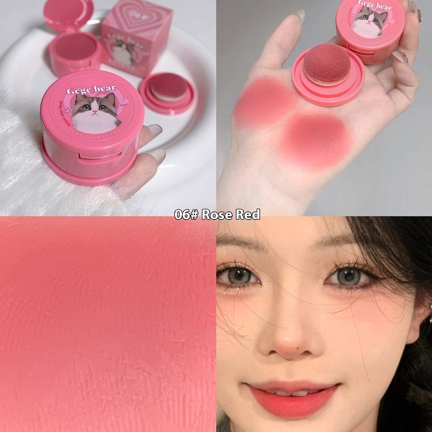 With Powder Puff Cushion Blush White Matte Nude Makeup