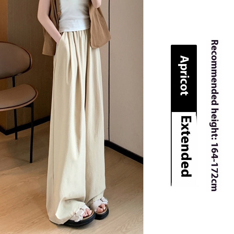 High Waist Drooping Straight Pleated Cotton And Linen Casual Pants