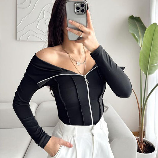 Figure-flattering Tank Top, Solid-color Women's T-shirt With Long Sleeves
