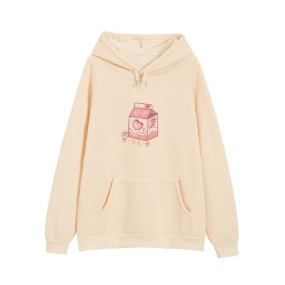 Pink Milk Carton Comfortable Loose-fitting Hoodie