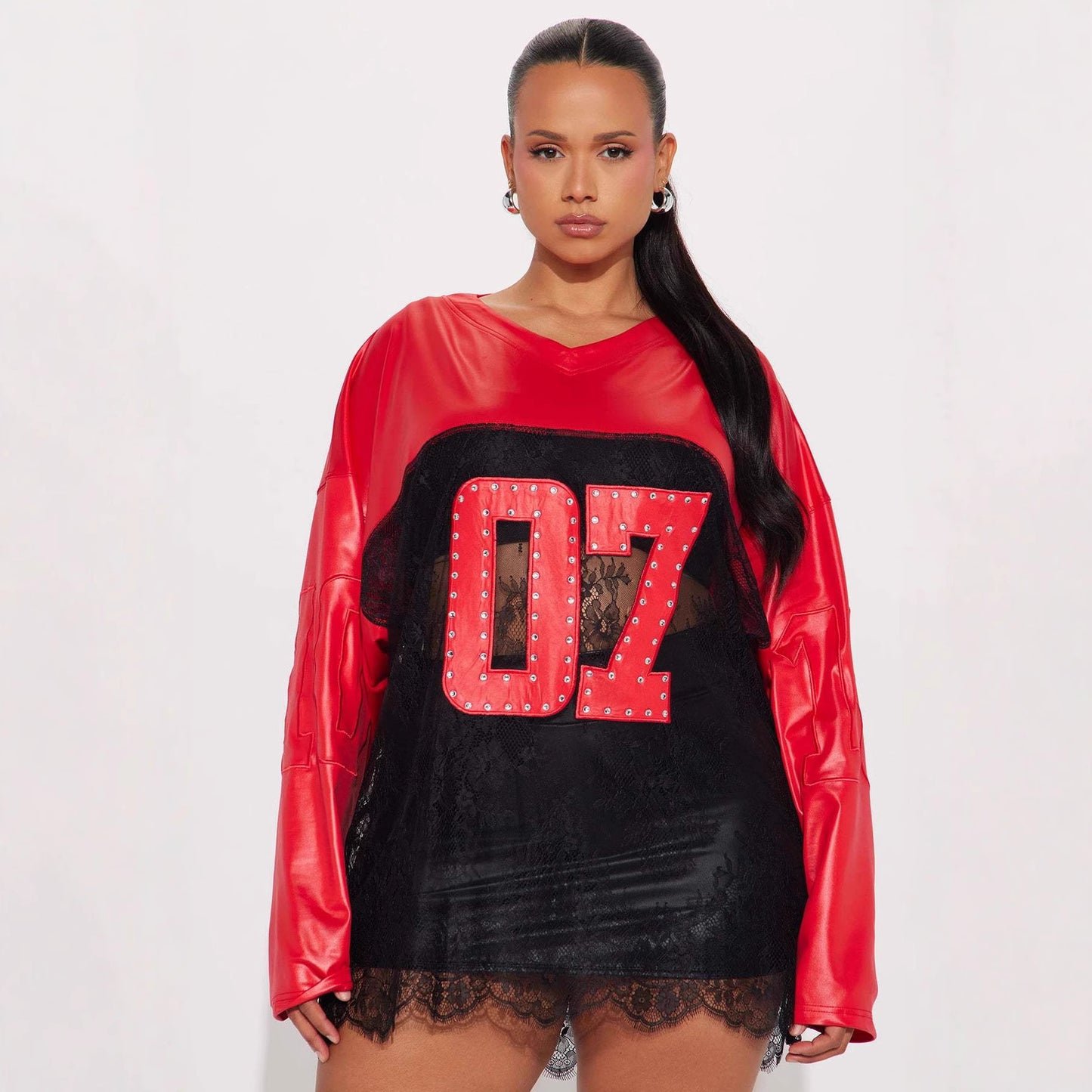 Printed Loose-fit Casual Street-style Long-sleeve Top