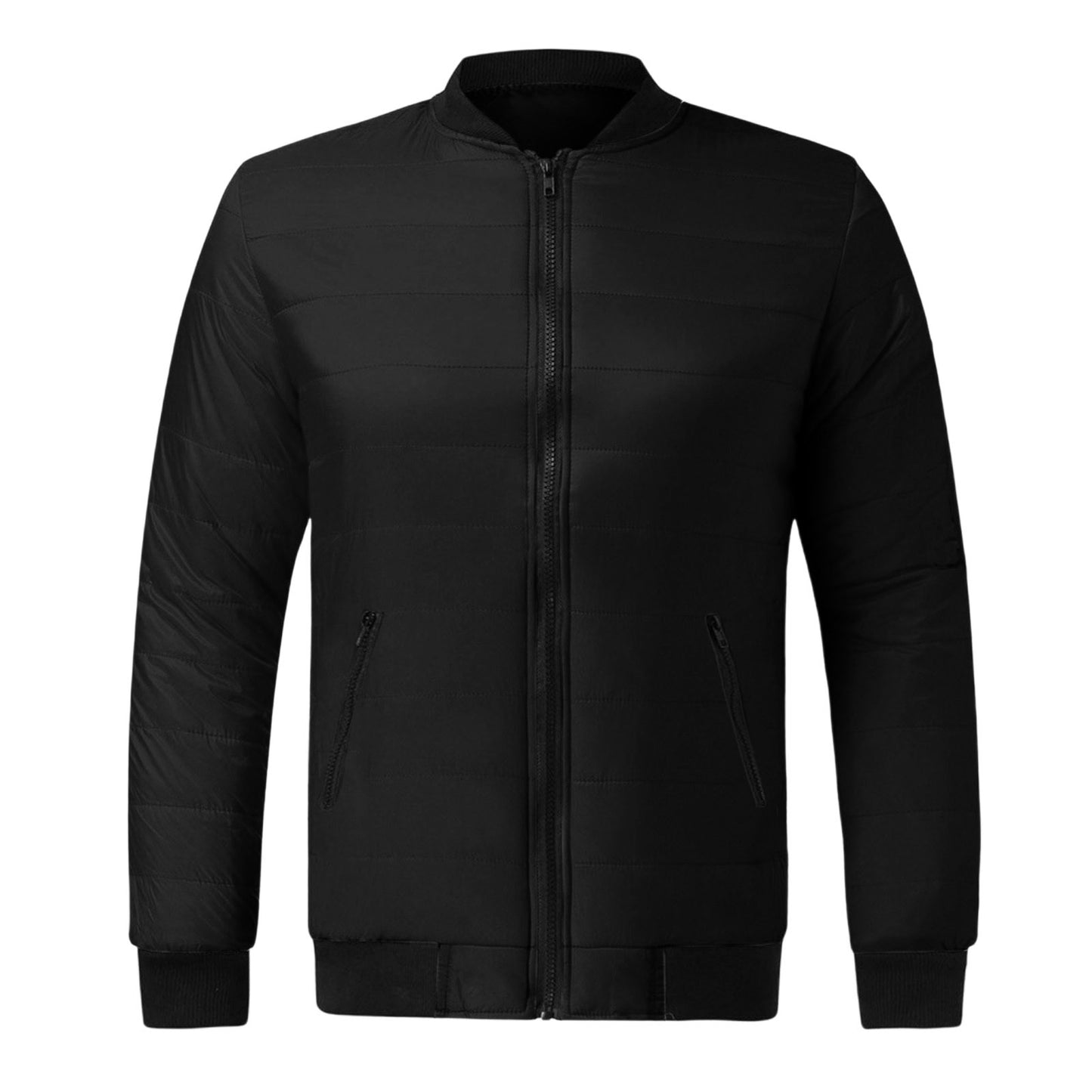 Mens Solid-Color Stand-Up Collar Cotton Padded Jacket Baseball Uniform