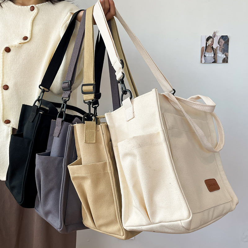 Women's Fashionable And Versatile Solid Color Thousand Layer Canvas Bag